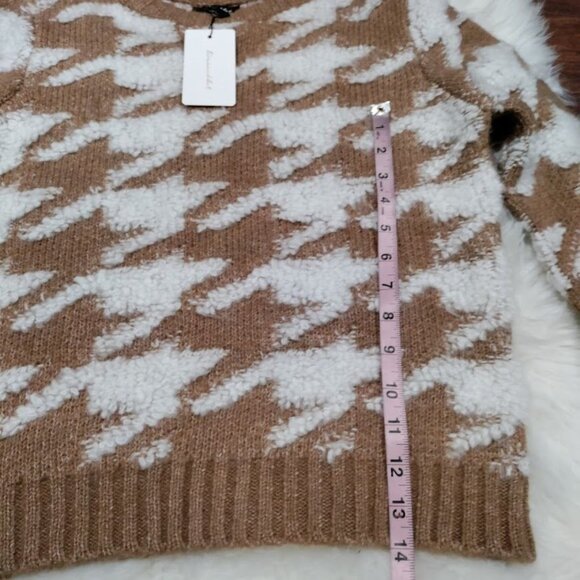 NWT Line & Dot Houndstooth Plush Sweater Pullover Winter Knit Brown Womens XS - Picture 7 of 12